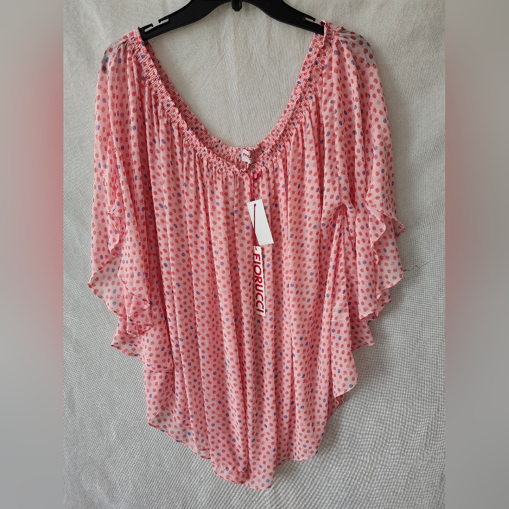 Fiorucci Women Pink Polka Dot Flowy Top SZ 40